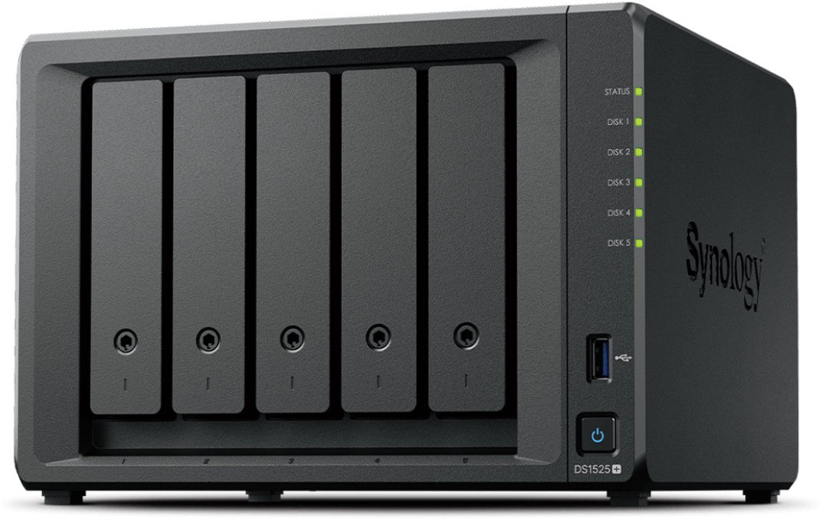Synology DiskStation DS1525+ NAS 5-Bay AMD Ryzen™ V1500B, 8GB DDR4 RAM, 0/5 HDD/SSD