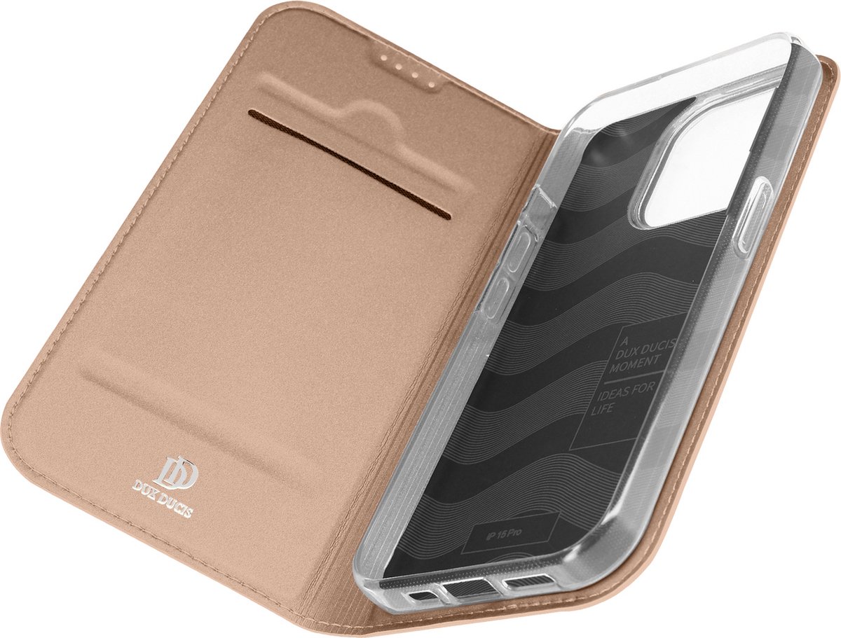 Dux Ducis iPhone 15 Plus Case Cover with Flip and Wallet Skin Pro - Pink