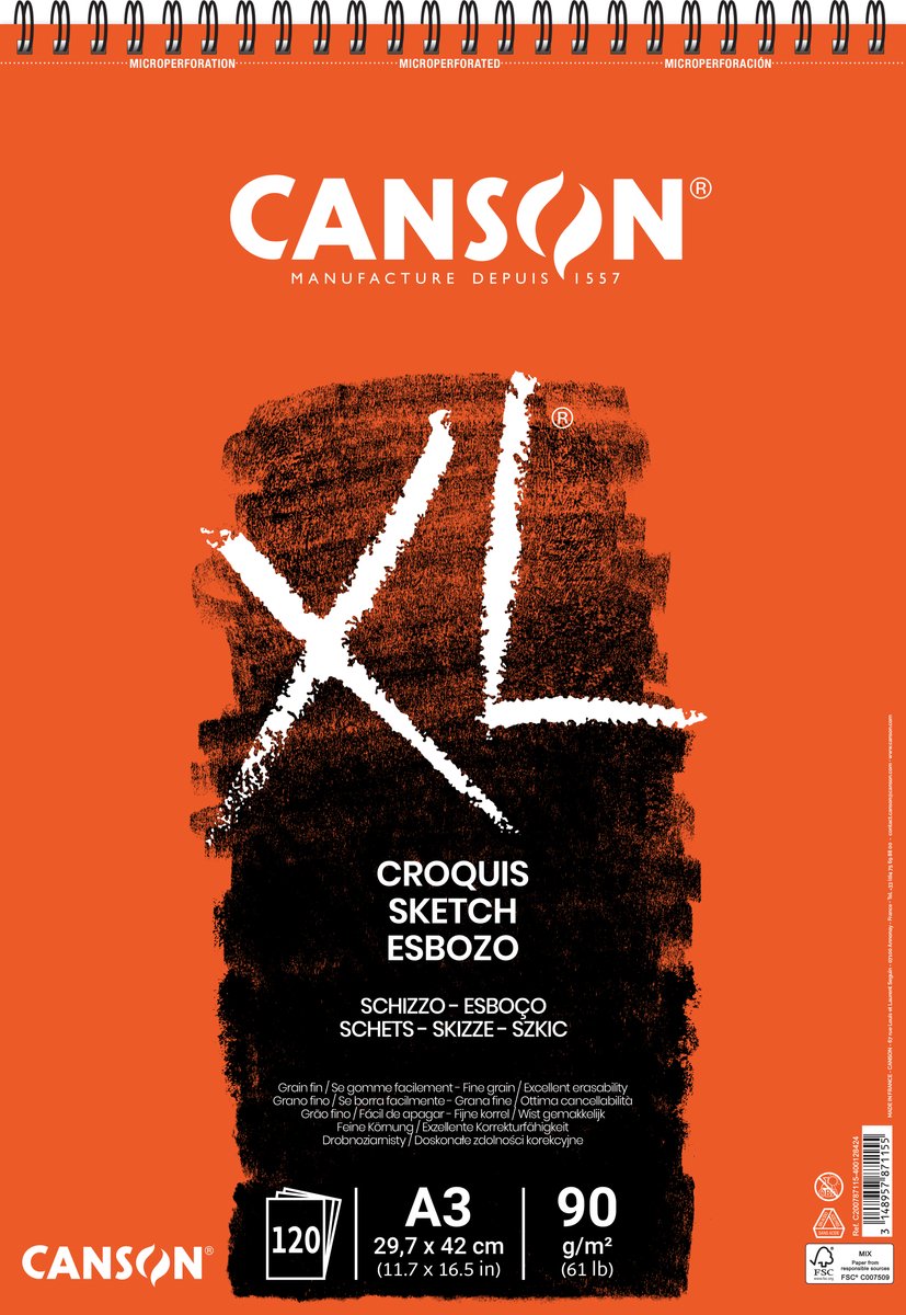 Canson XL Croquis FG A3 90G Spiral 120 SH