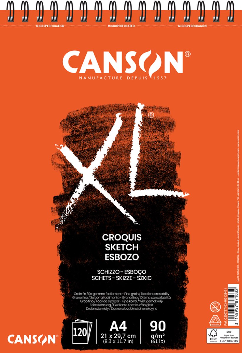 Canson XL Croquis FG A2 90G Spiral 60 SH