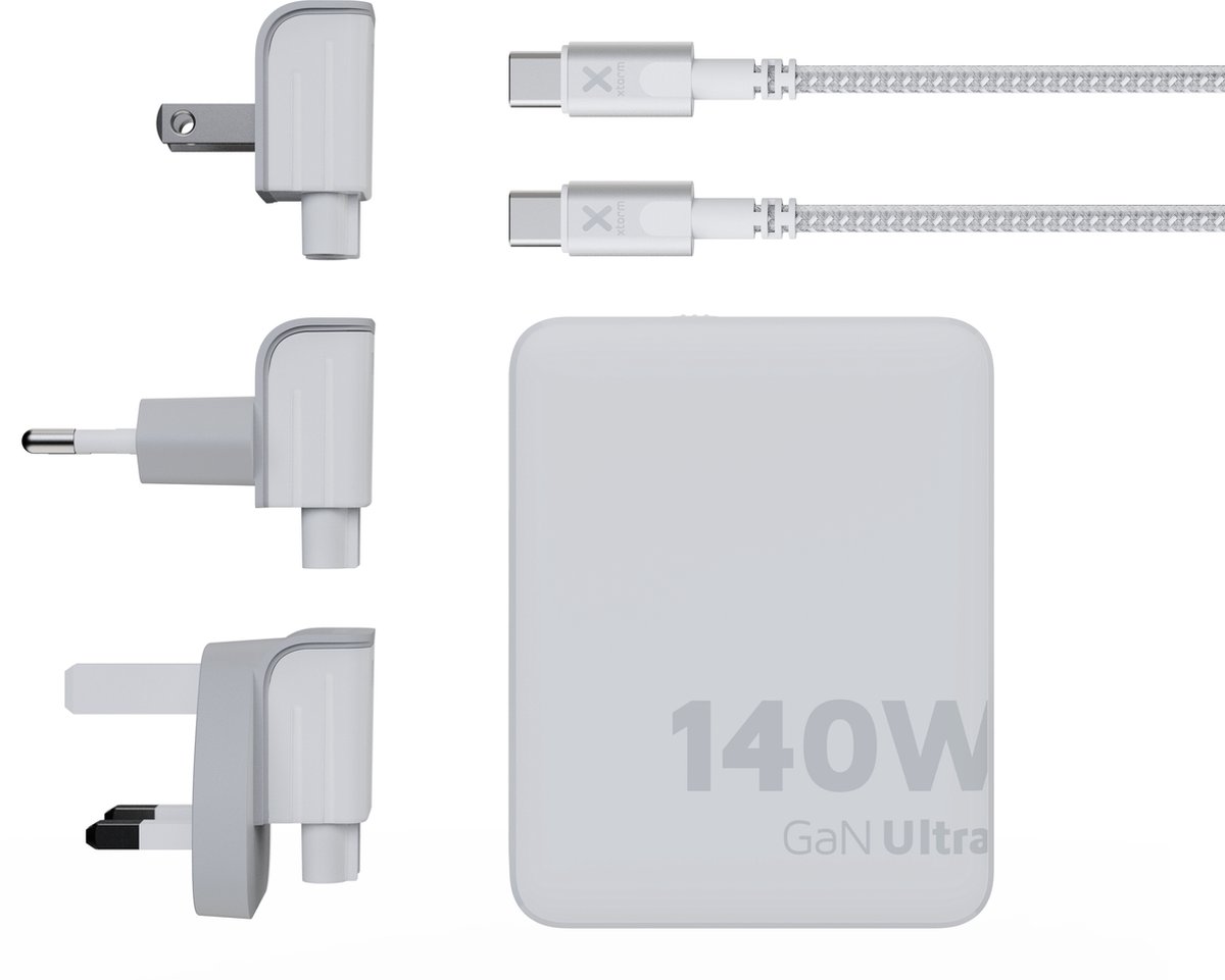Xtorm 140W GaN-Ultra Rejseoplader/USB-C PD kabel White