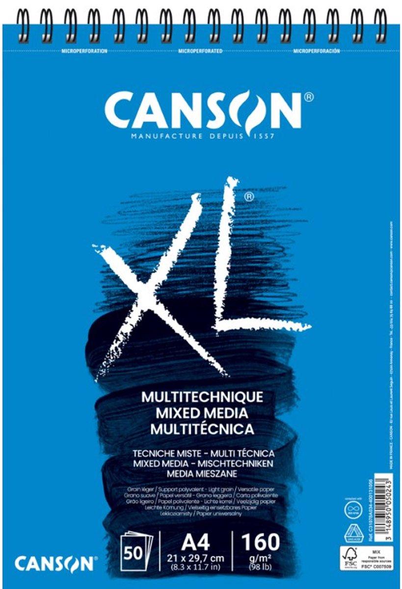 Canson XL Mixed Media Spiral A3 160G 50 SH