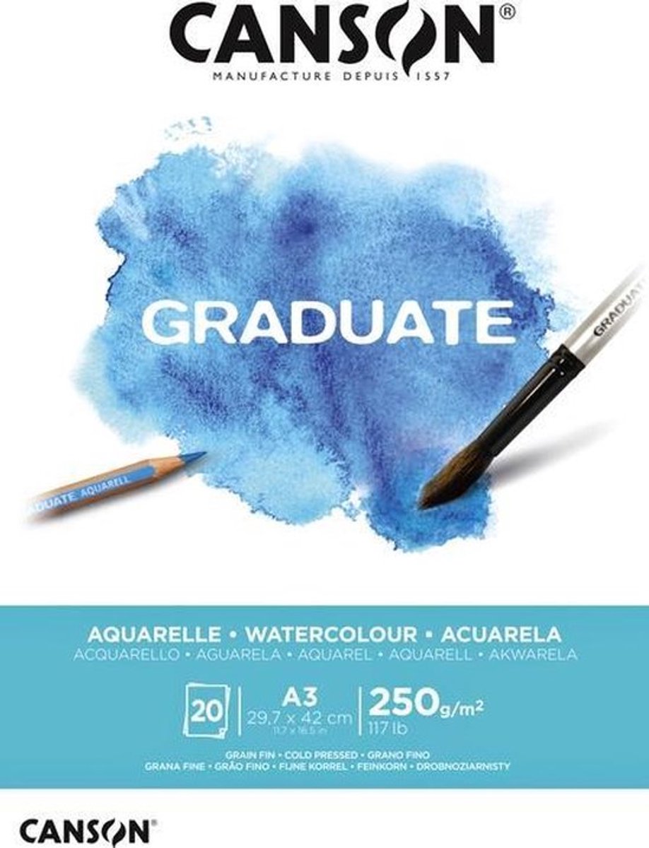 Canson Graduate Watercolour Pad A3 250G 20 SH