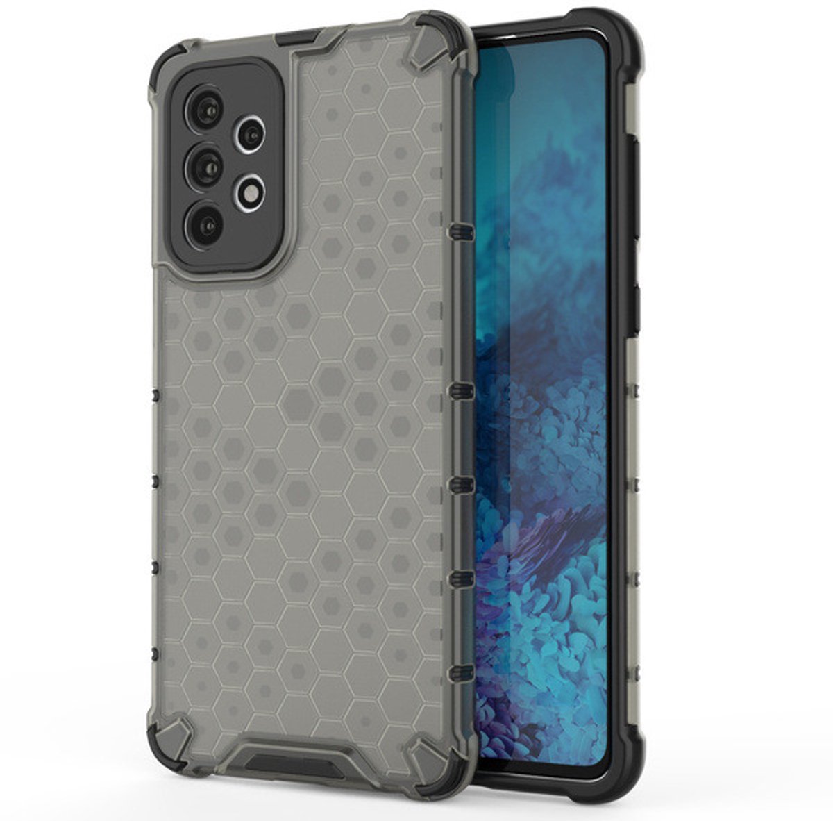 Hurtel Honeycomb Case Armored Cover with a Gel Frame for Samsung Galaxy A73 Black