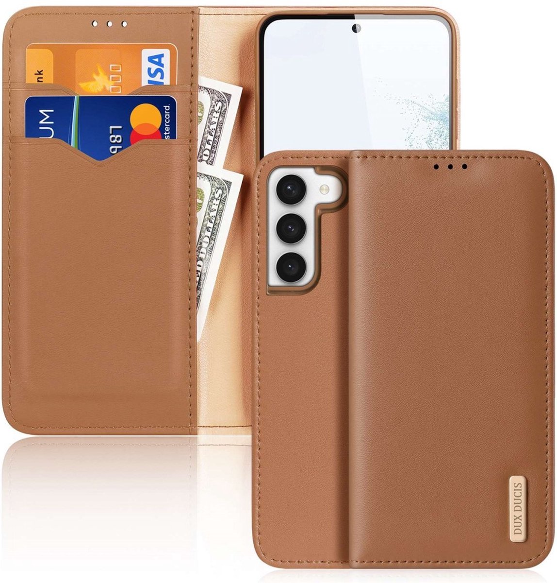 Dux Ducis Hivo Samsung Galaxy S23+ Case Flip Cover Wallet Stand RFID Lock Brown