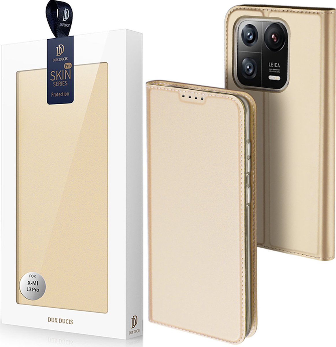 Dux Ducis Skin Pro Case Xiaomi 13 Pro Flip Cover Card Wallet Stand Gold