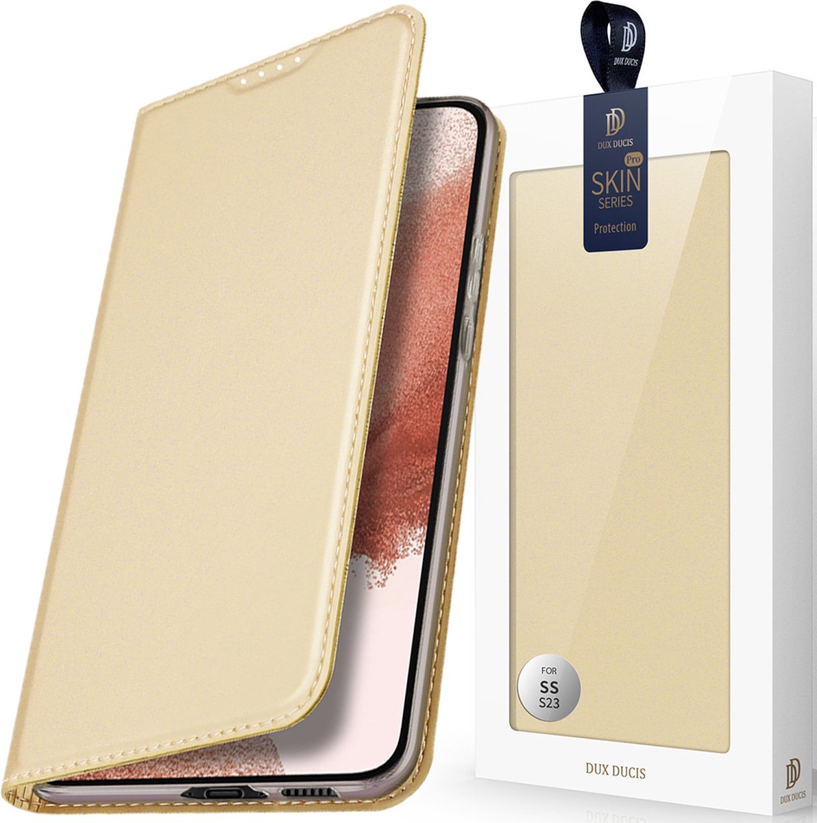 Dux Ducis Skin Pro Samsung Galaxy S23+ Case Flip Cover Card Wallet Stand Gold