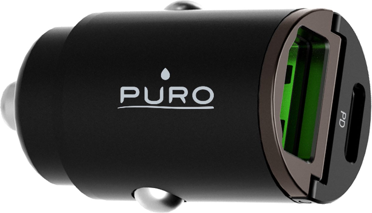 Puro Mini 30W Power Delivery USB-C USB-A Car Charger - Black