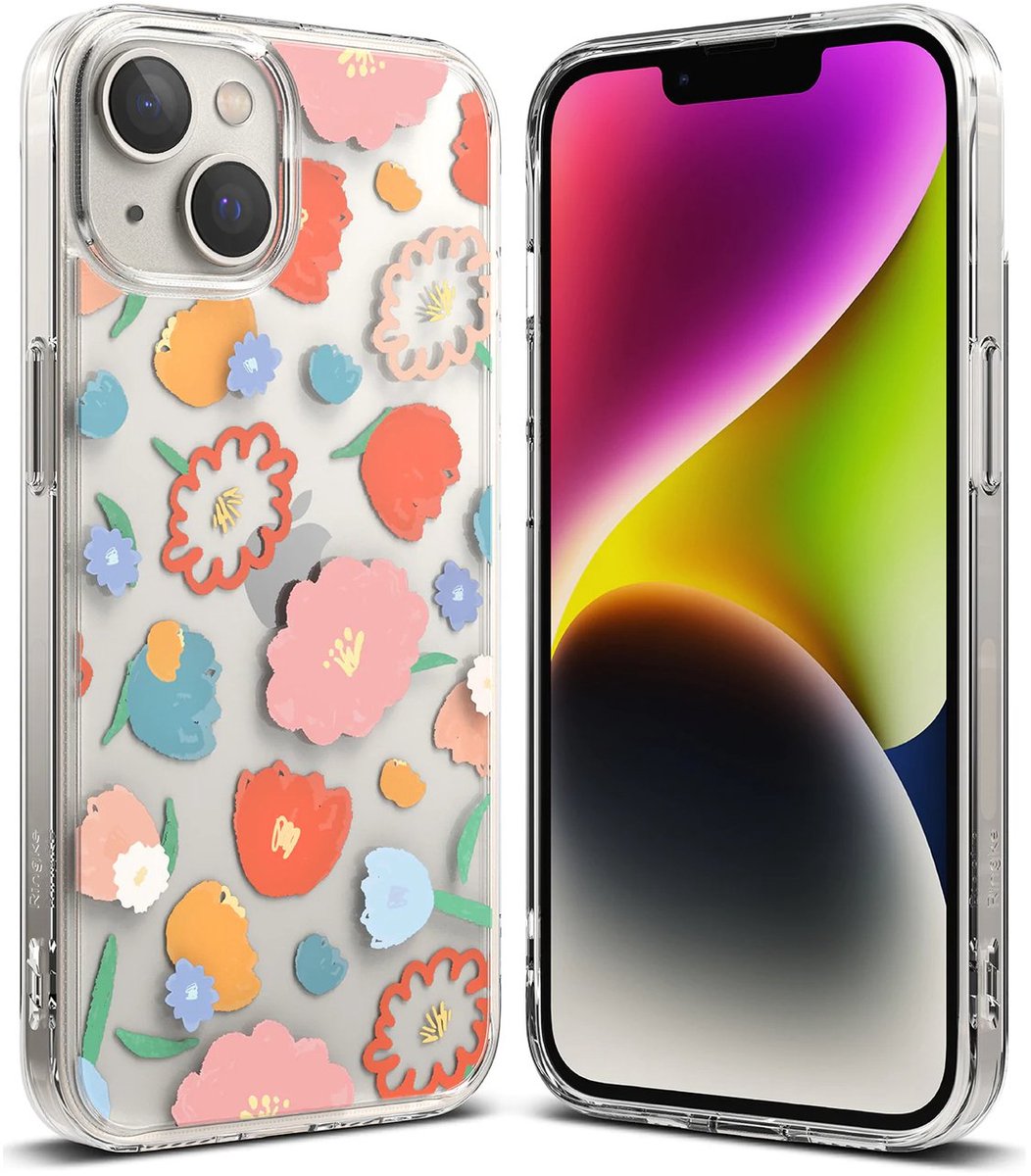 Ringke Fusion Design Armored Case Cover with Gel Frame iPhone 14 Plus Transparent (Floral) (FD637E31)