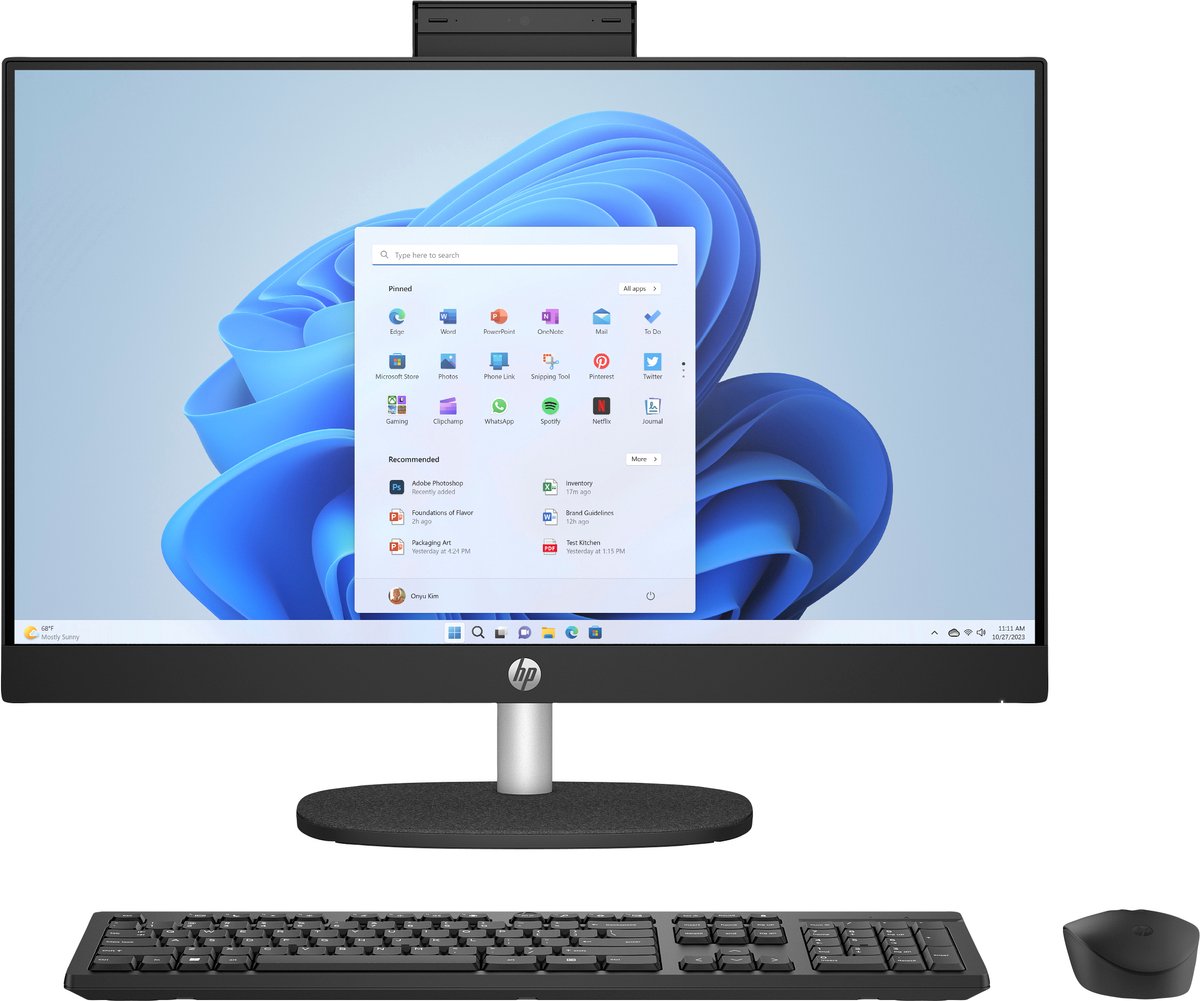 HP All-in-One PC 24-cr0112ng [60,5cm (23,8") FHD-Display, Intel N100, 8GB RAM, 512GB SSD, DOS]