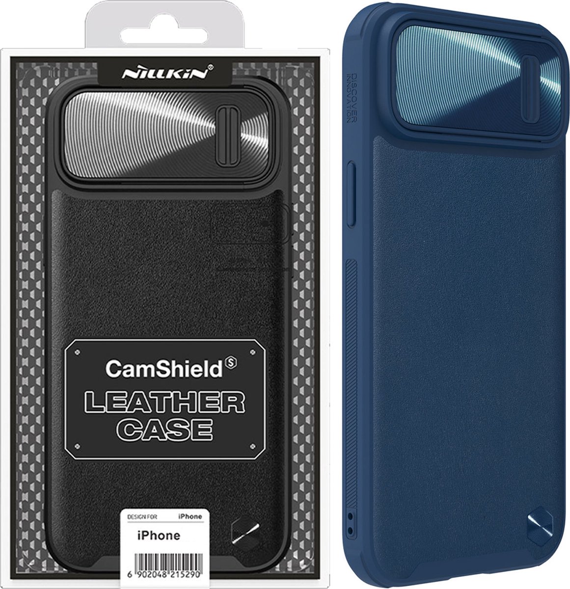 Nillkin CamShield Leather S Case iPhone 14 Plus Case Cover with Camera Cover Blue