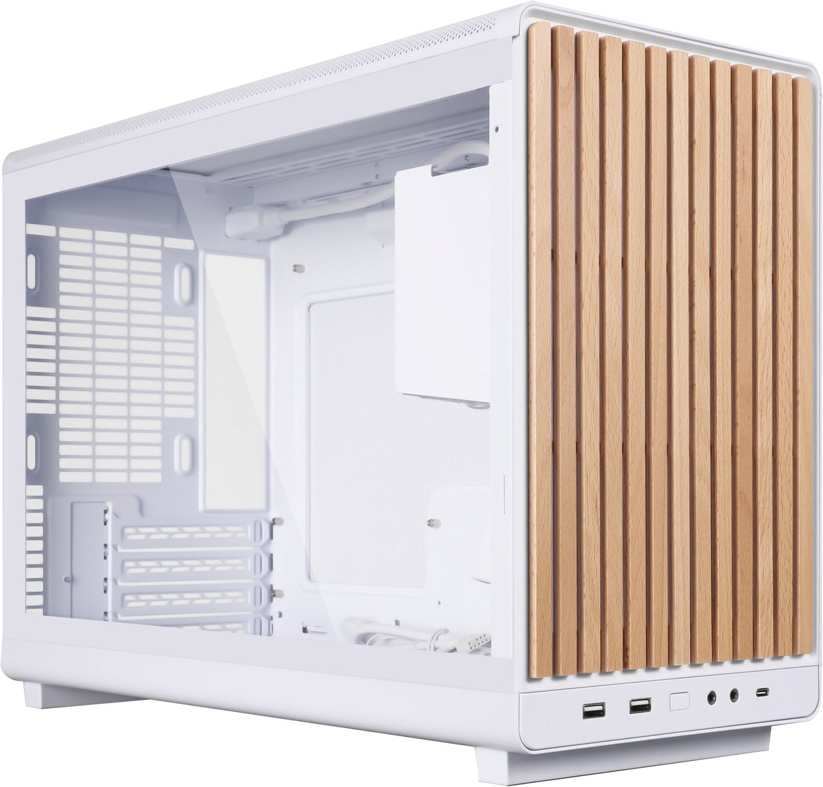 Lian Li DAN Cases A3-mATX White TG Wood Edition | PC-Gehäuse