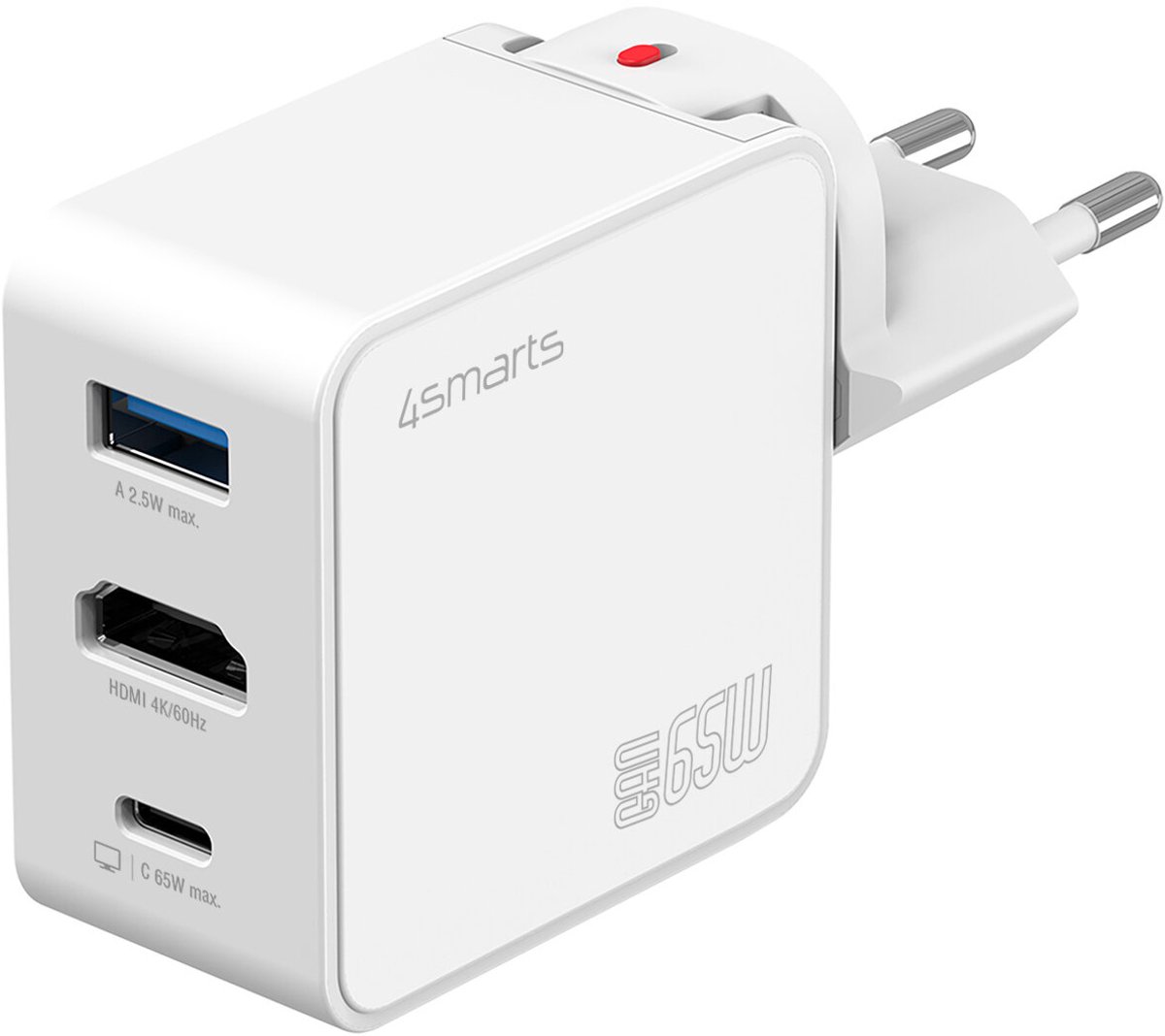 4smarts 3in1 HDMI hub with charger GaN Flex 65W white