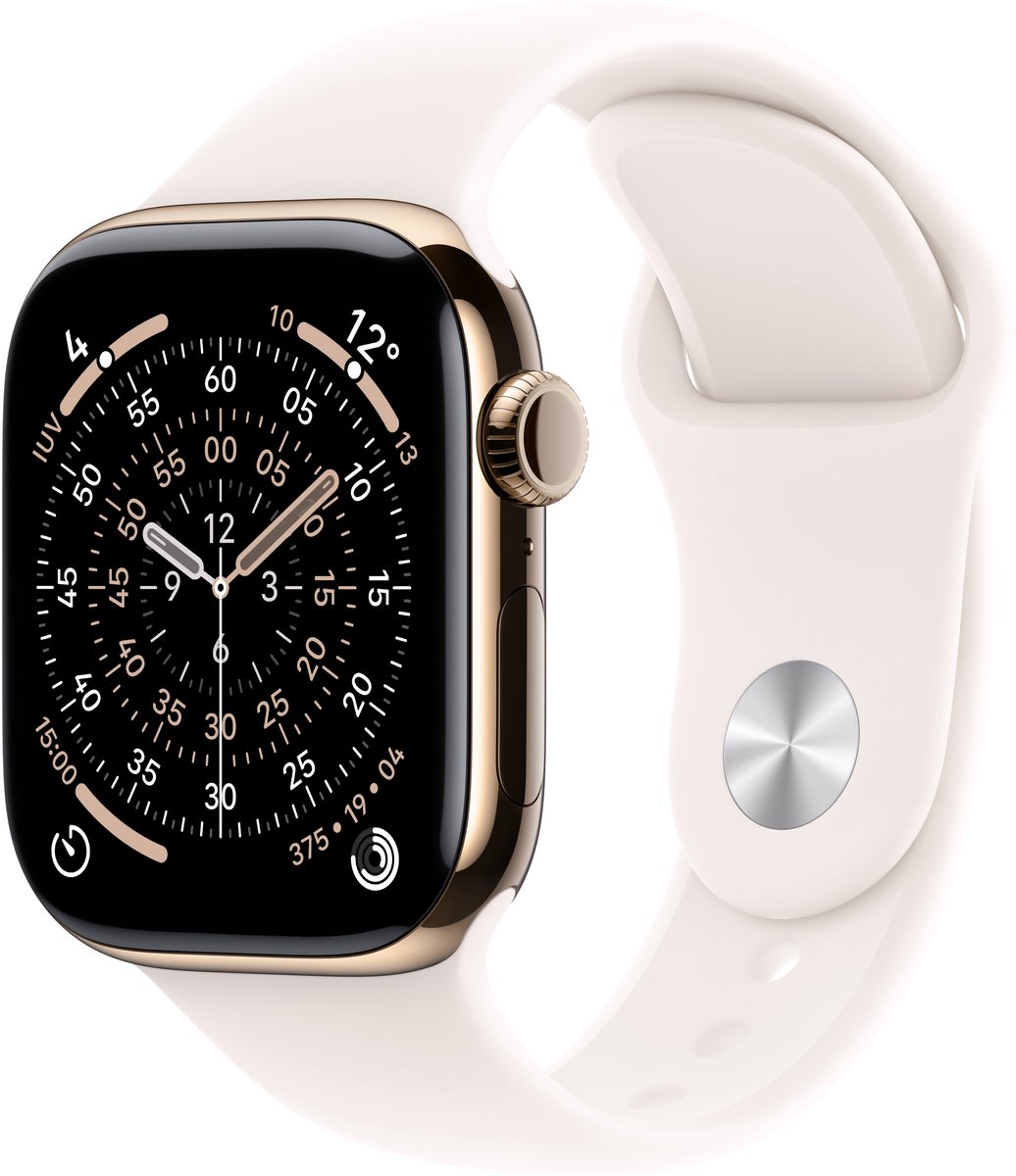 Apple Watch Series 11 Cellular 42mm Gold Titan Gehäuse mit Blassrosa Sport Band - M/L