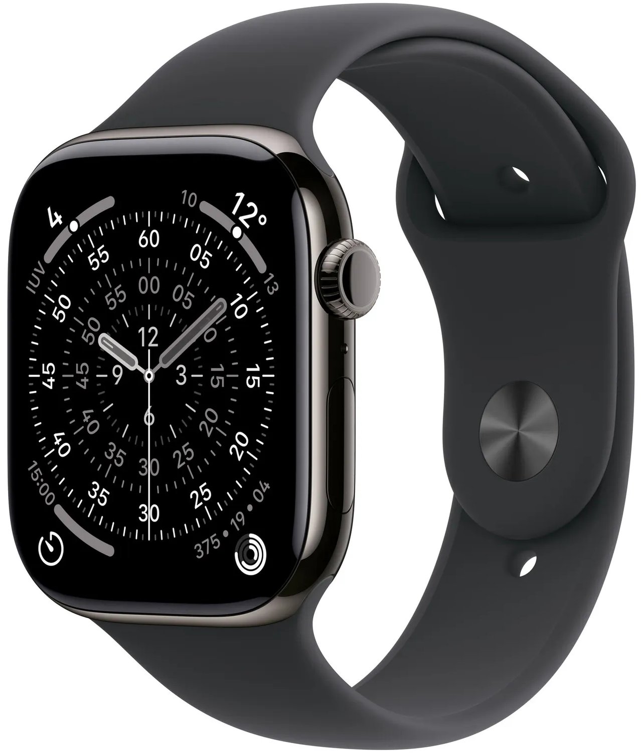 Apple Watch Series 11 Cellular 46mm Schiefer Titan Gehäuse mit Schwarz Sport Band - M/L