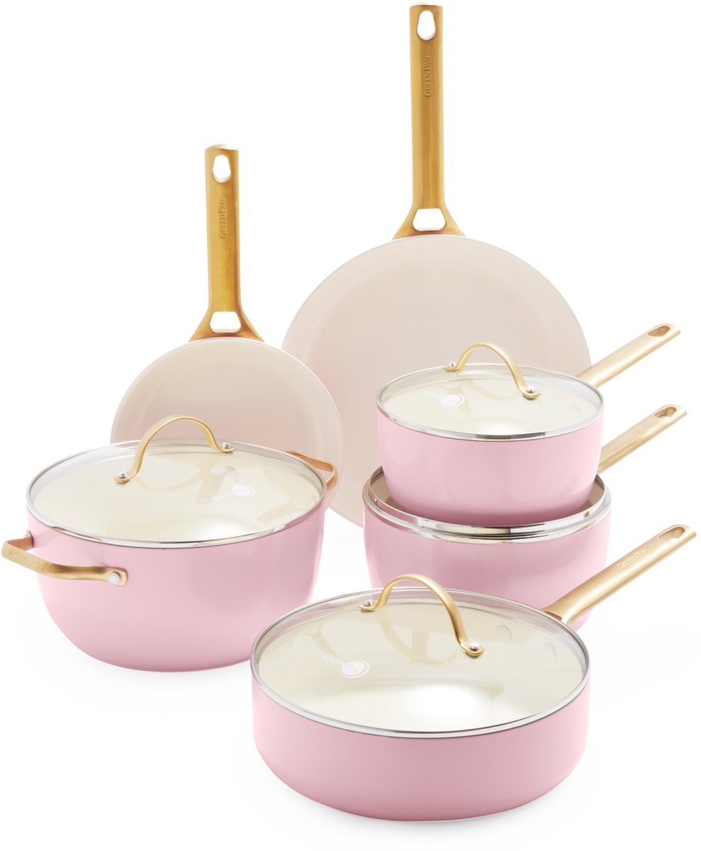 GreenPan Set de cacerola y sartén Padova 10 piezas Blush pink