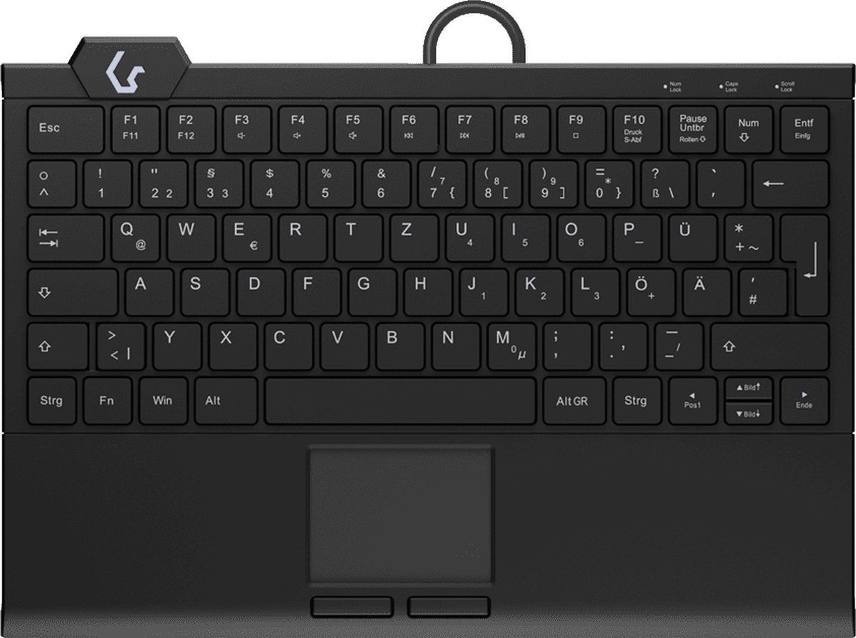 Keysonic KSK-5210ELU Mini Tastatur, Kabelgebunden Integriertes Touchpad, Hintergrundbeleuchtung, schwarz