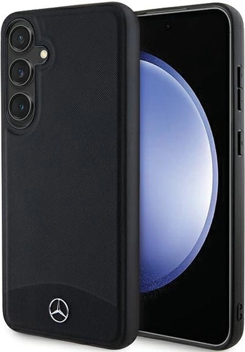 Mercedes Leather Textured & Plain MagSafe Case for Samsung Galaxy S24 - Black