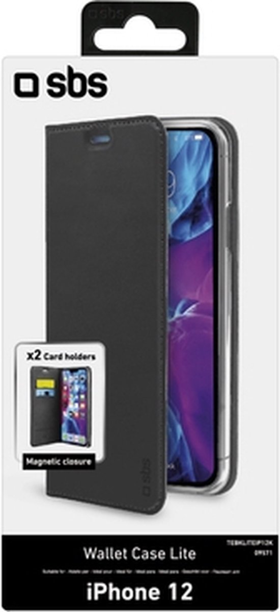 SBS Book Wallet Lite-etui til iPhone 12 Mini - Sort