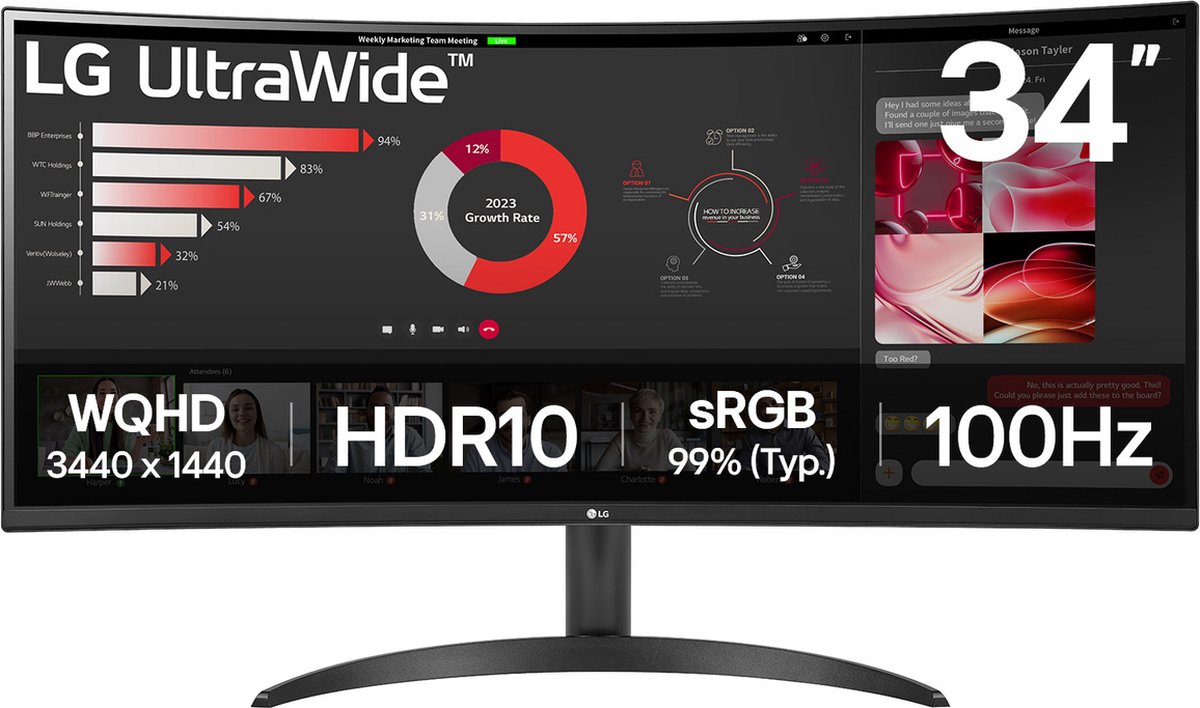 34" LG UltraWide 34WR50QK-B - 3440x1440 (UWQHD) - 100Hz - VA