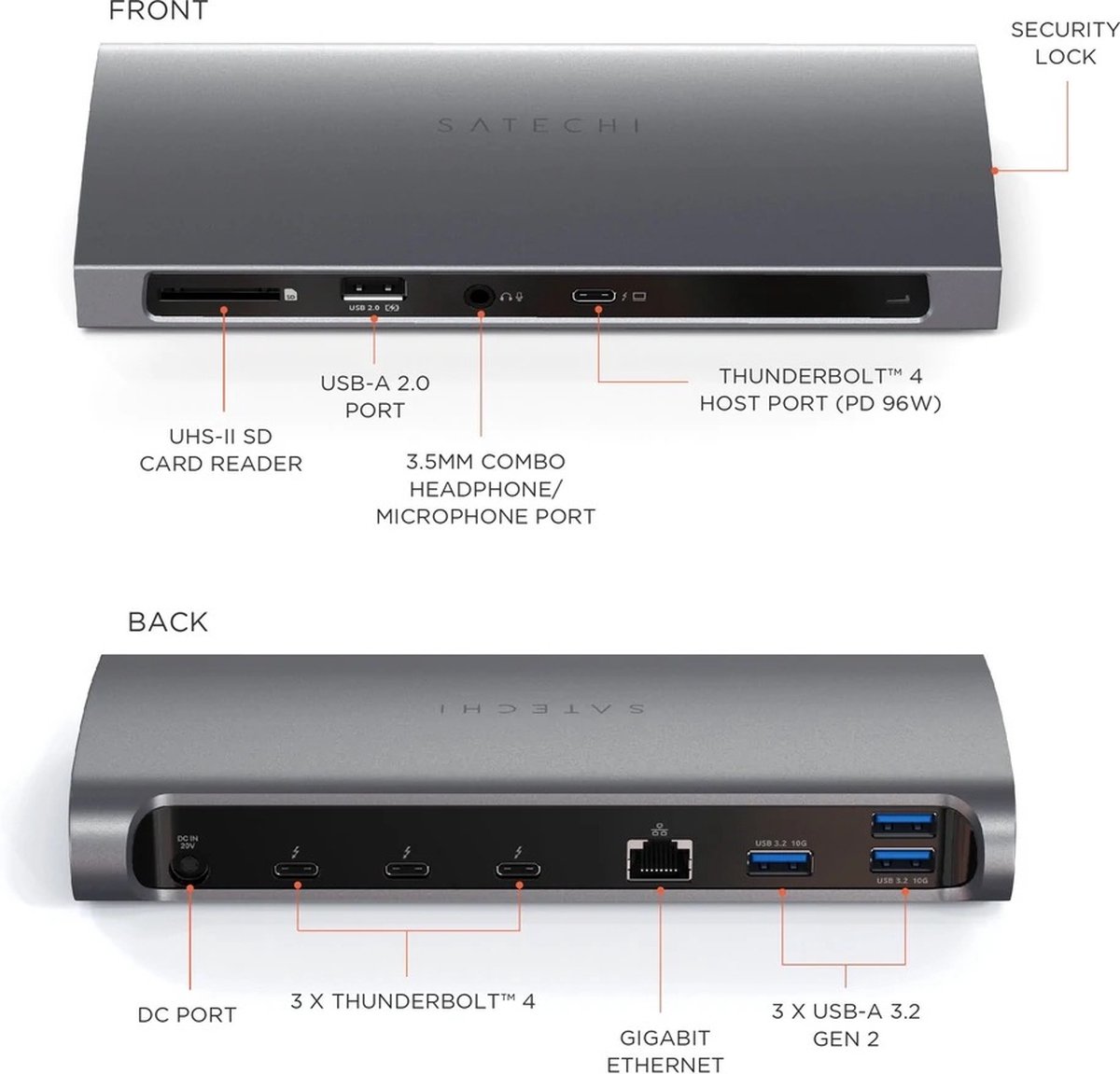 Satechi Thunderbolt 4 Dock space grey