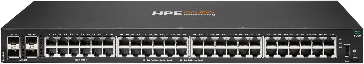 HPE Aruba Networking CX6000 Managed Switch (R8N86B) 48x 1G Ethernet, 4x 1G SFP, Nicht-PoE