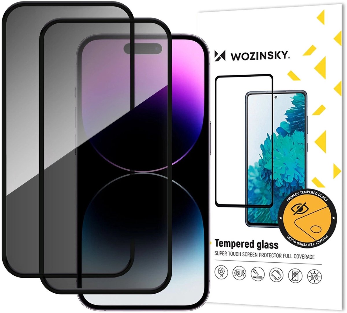 Wozinsky Privacy Glass Tempered Glass Privatizing for iPhone 17 / 16 Pro Set of 2