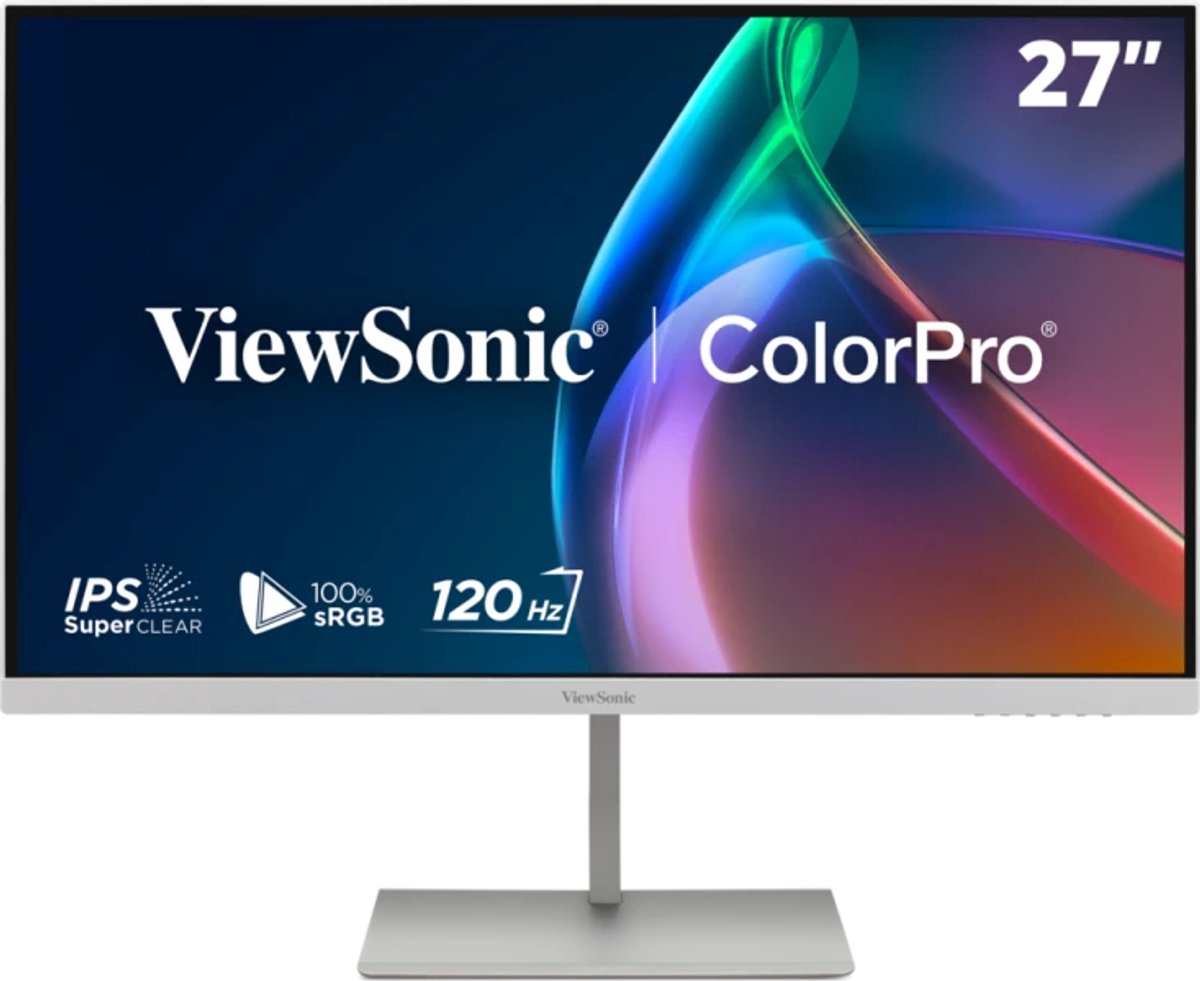 ViewSonic VP2766-2K-W Grafik Monitor, weiß 68,58cm (27 Zoll) QHD, 16:9, 5ms, IPS, 350 cd/m², 120Hz, HDR10, USB-C, 2x 3W Lautspre