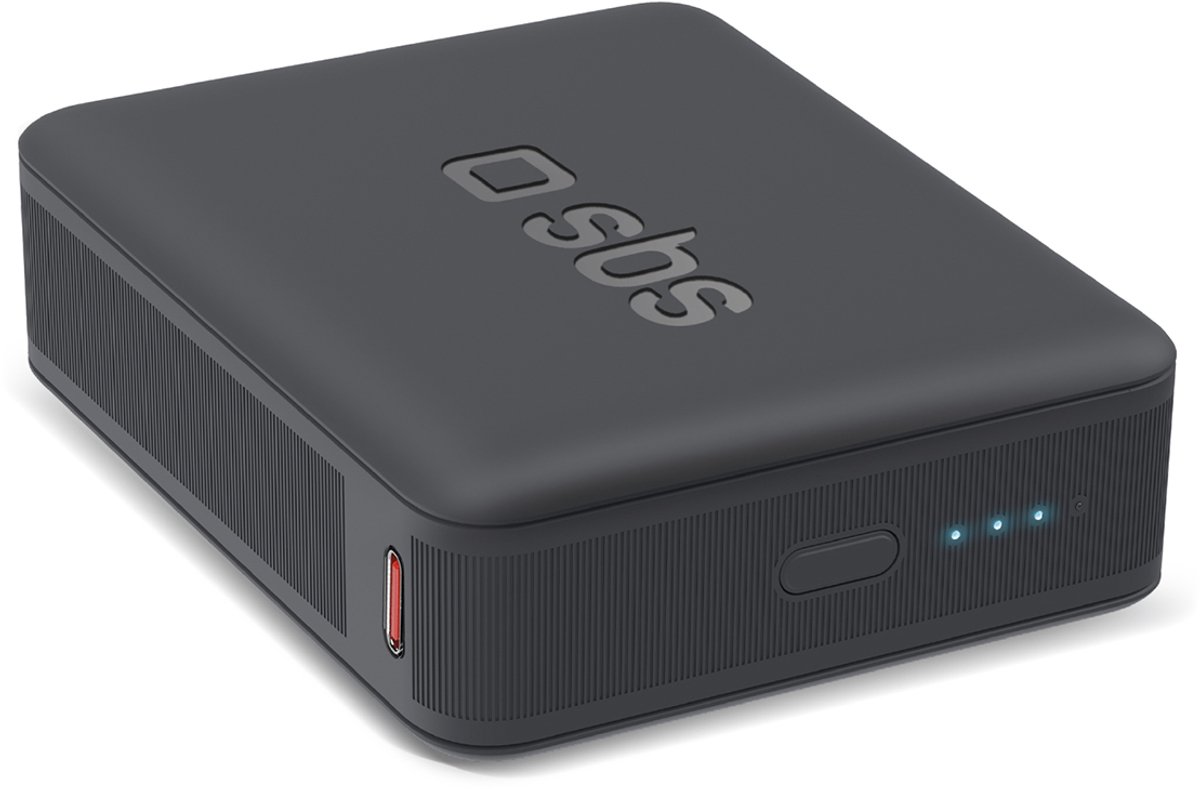 SBS 10.000 mAh PD powerbank - Sort - 10000 mAh