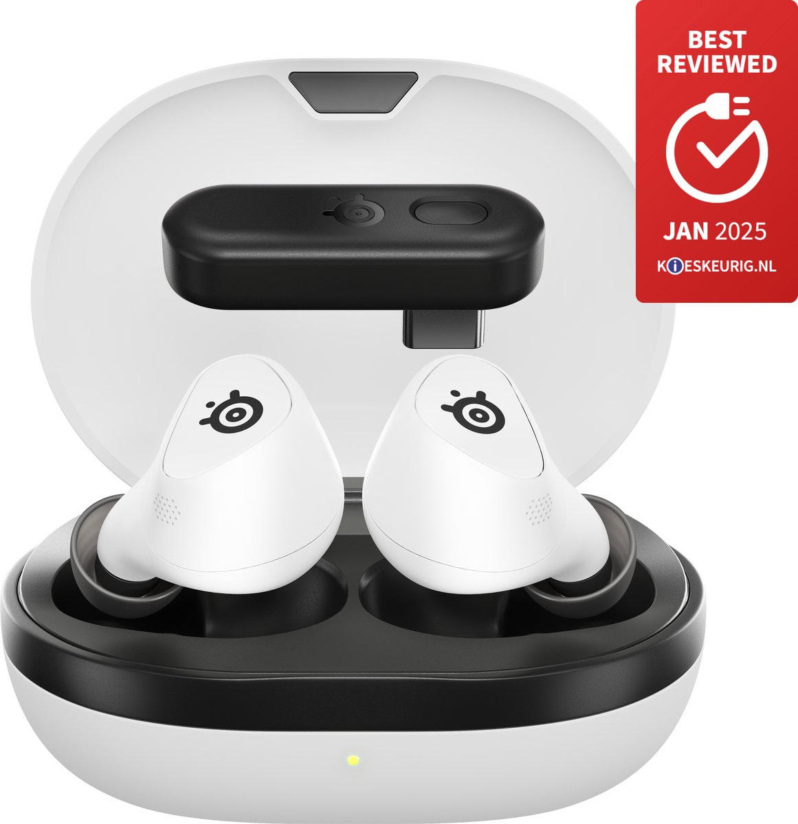 Steelseries GameBuds White kabellose In-Ear Kopfhörer mit Transparenzmodus, ANC und 40 Stunden Batterielaufzeit
