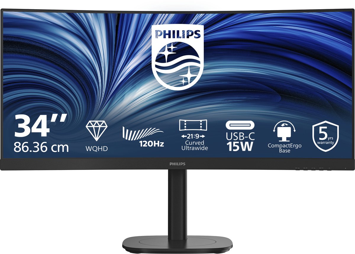 34" Philips 34B2N3500C - 3000 Series - LED monitor - Curved - HDR