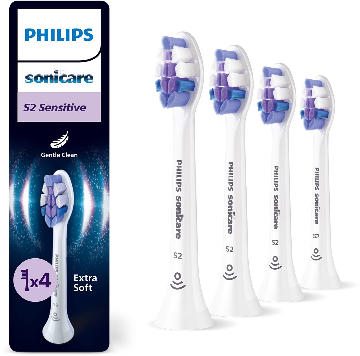 Philips Tandbørstehoveder Sonicare S2 Sensitive - white - 4 pcs
