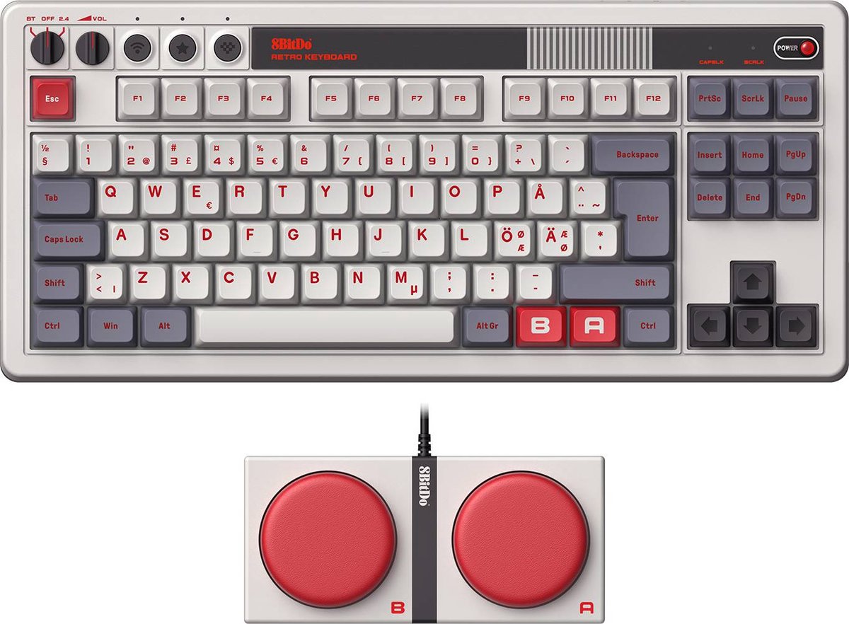 8BitDo Retro Mechanical Keyboard - N Edition - ISO - Nordisk - Grå