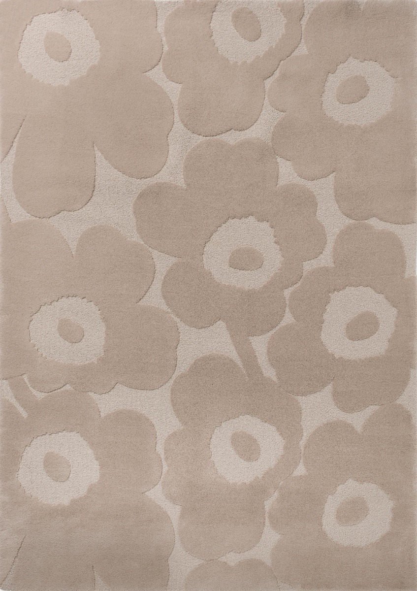 Marimekko Tappeto in lana Unikko Beige chiaro, 140x200 cm
