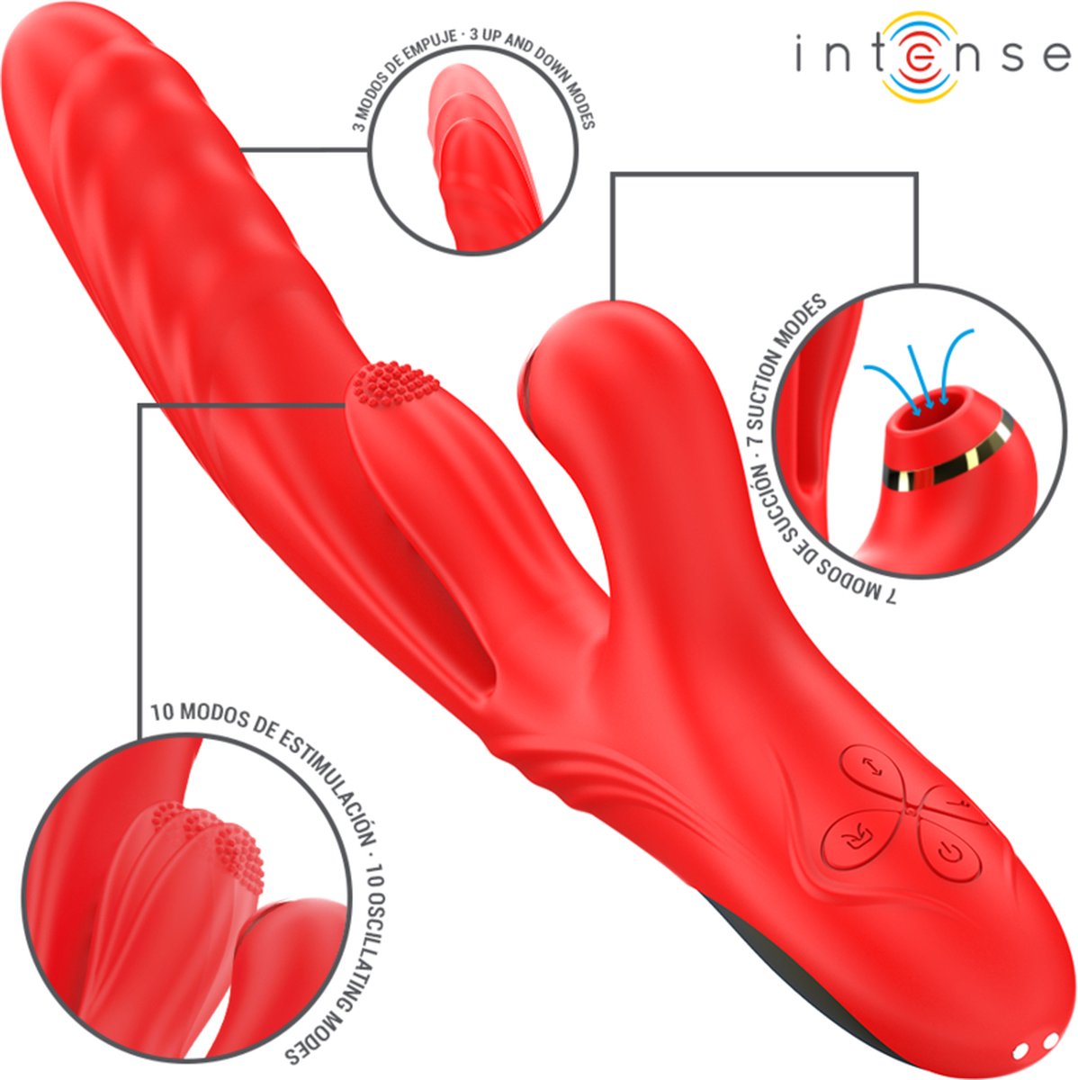 Intense Karol Multifunction Vibrator Thrust & Stimulation & Stimulating Waves Red