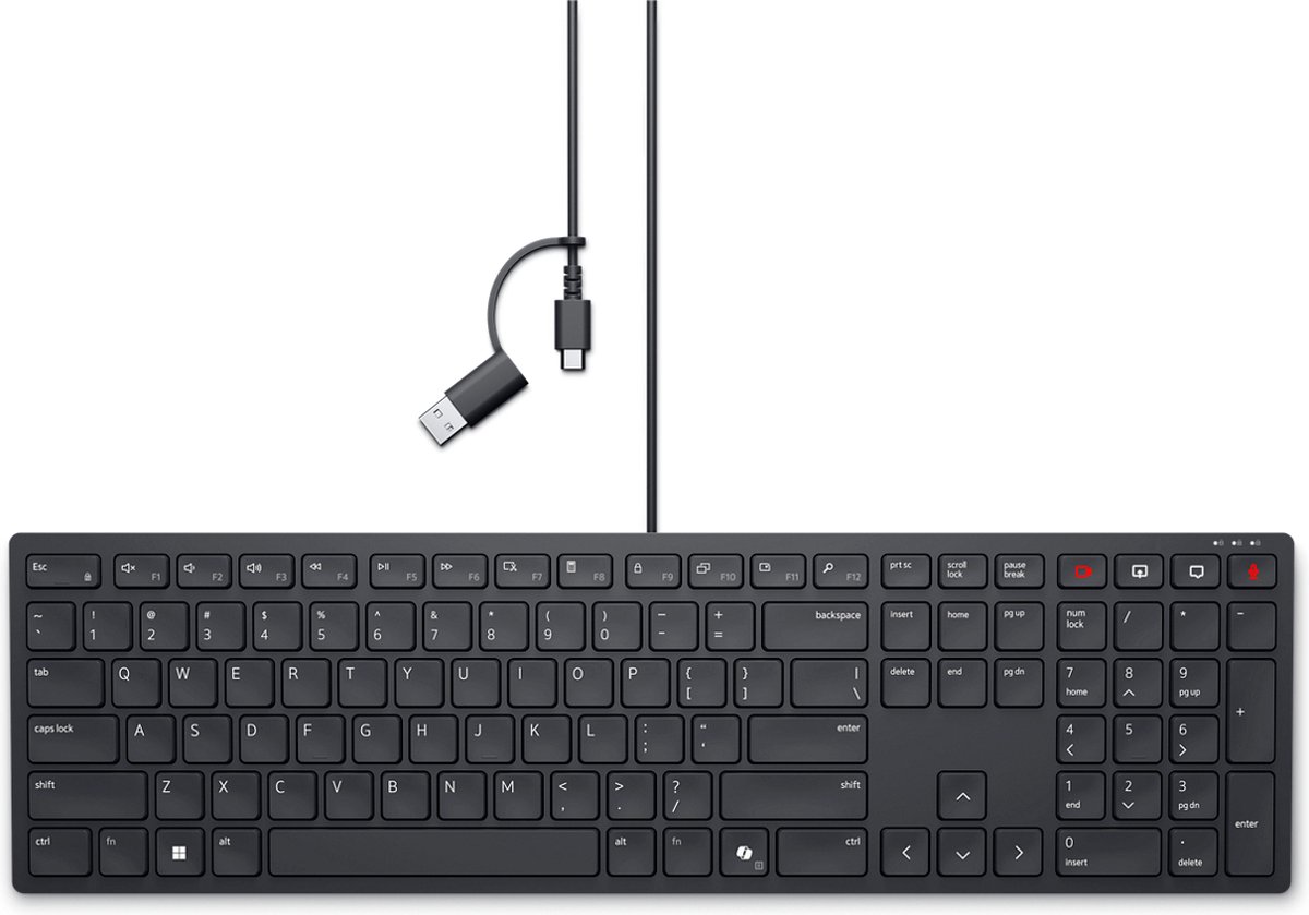 Dell Wired Collaboration Keyboard KB525C - keyboard - QWERTY - US International Input Device - Tastatur - Universal - Sort