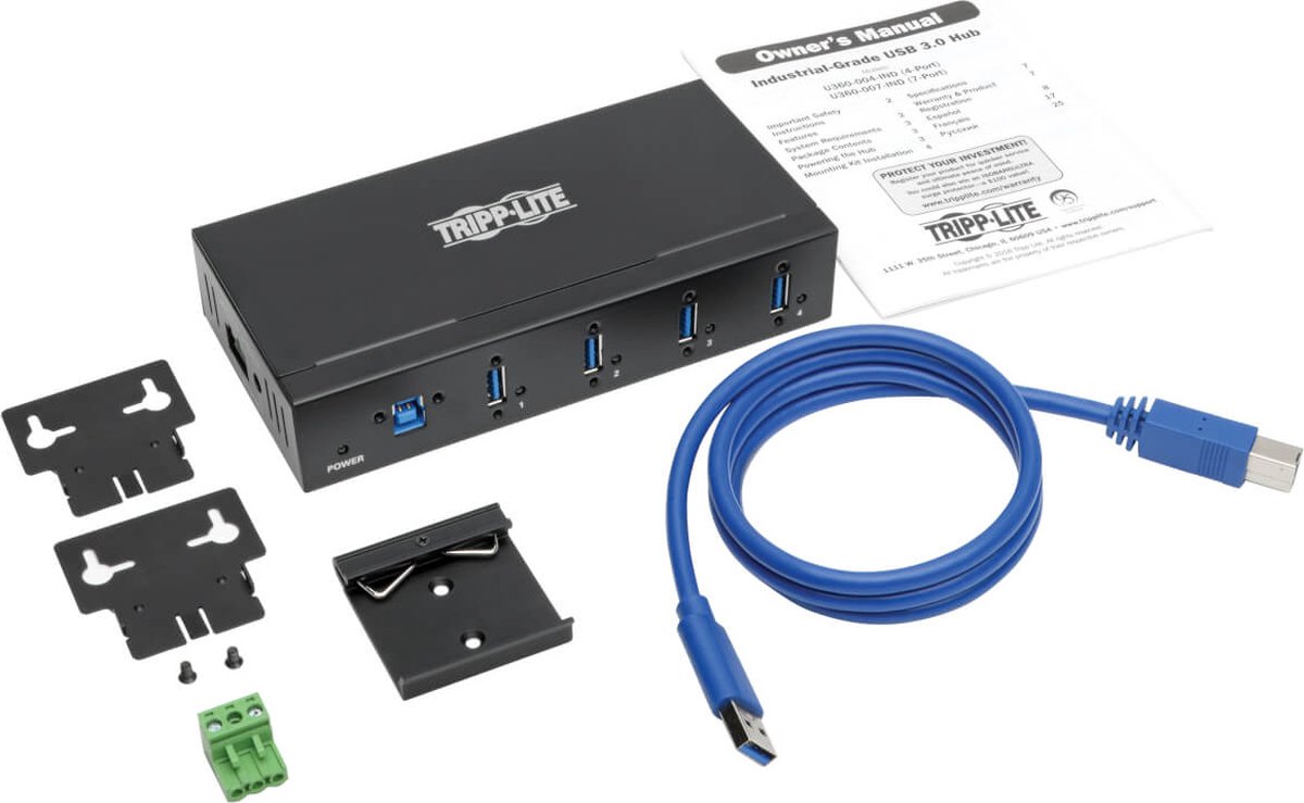 Eaton series 4-Port Rugged Industrial USB 3.0 SuperSpeed Hub USB hub - USB 3.2 - 4 ports - Sort