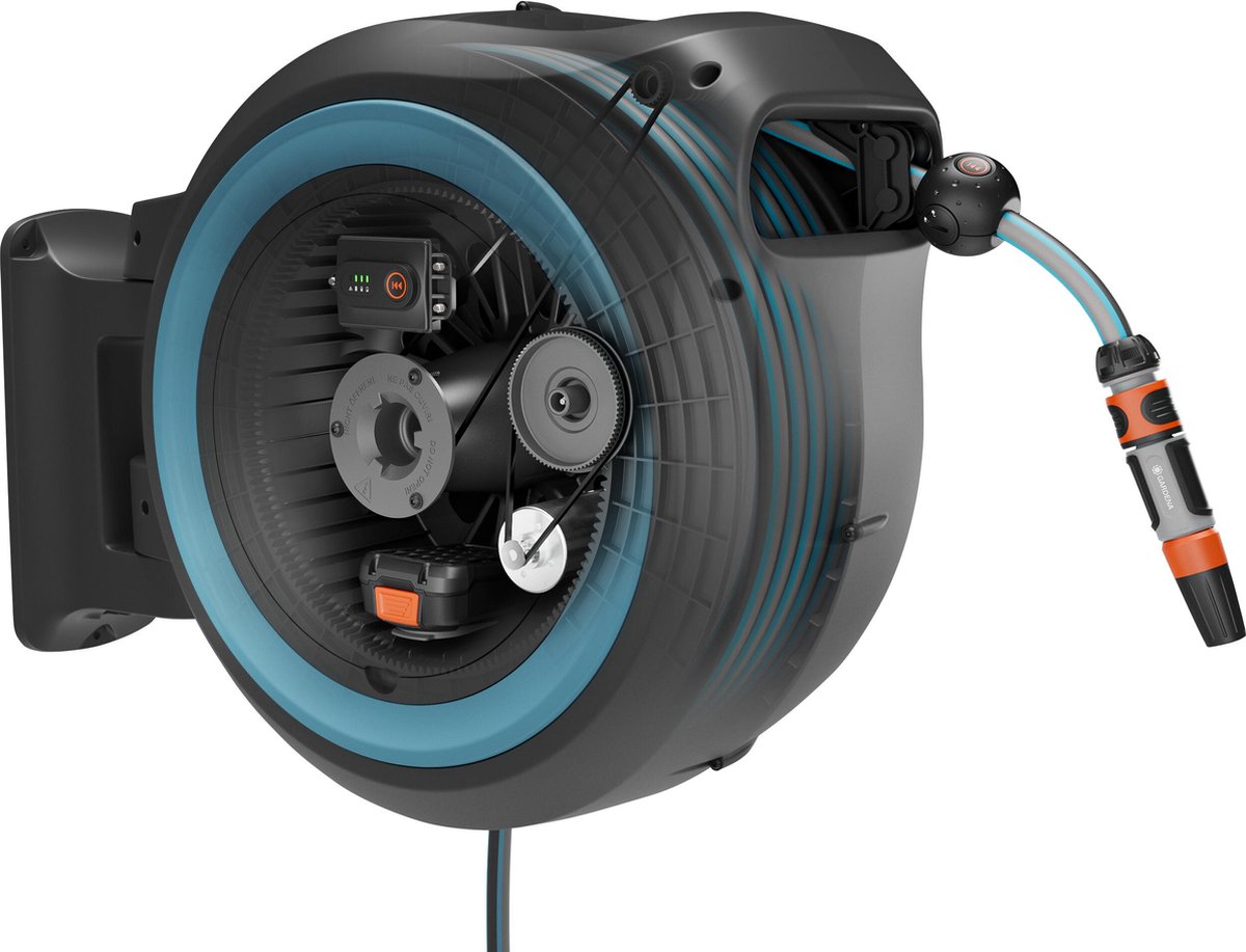 Gardena Batteridrevet vægslangeboks PowerRoll turkis XXL 4