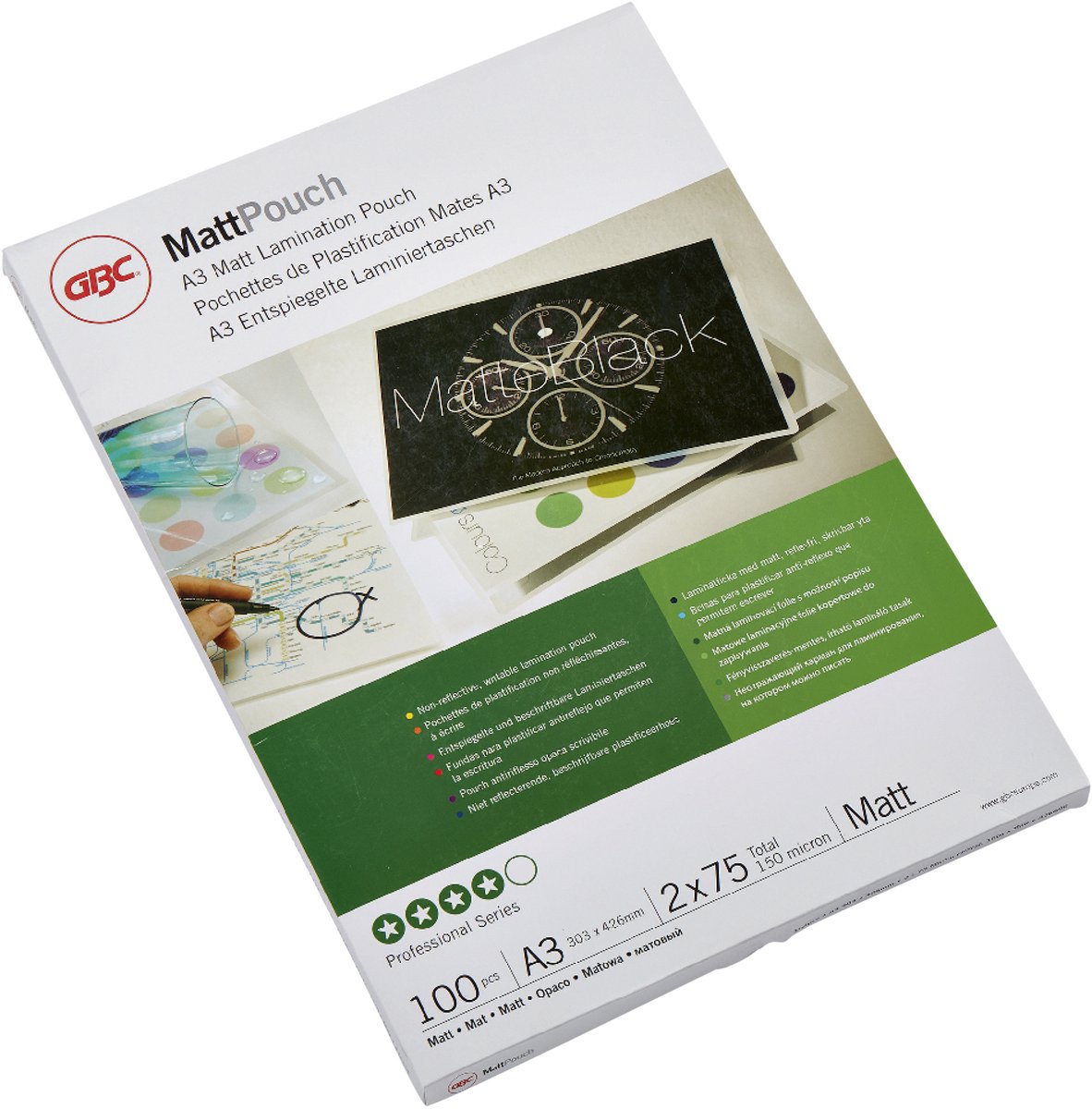 GBC Document Laminating Pouch - 100-pack - matte - 303 x 426 mm - lamination pouches