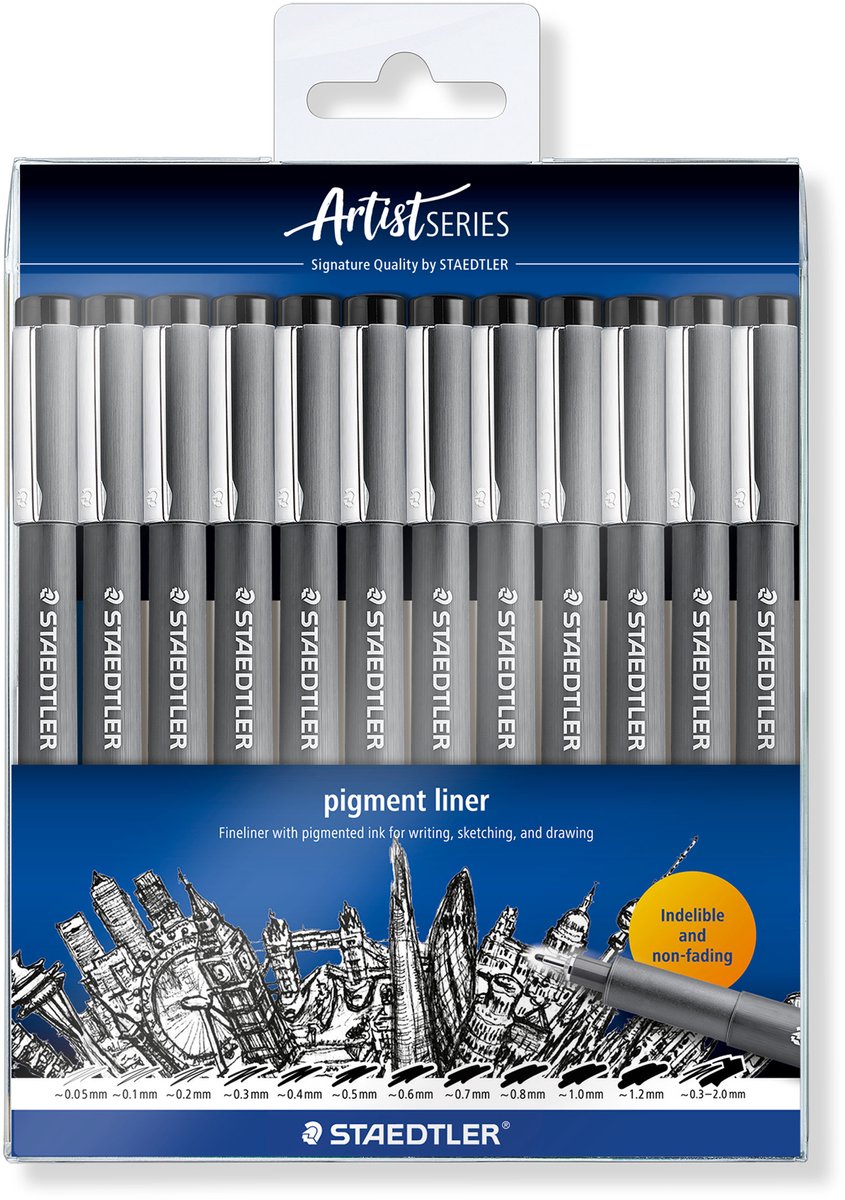 Staedtler STAEDTLER Pigment Liner Sort 12 Stk.