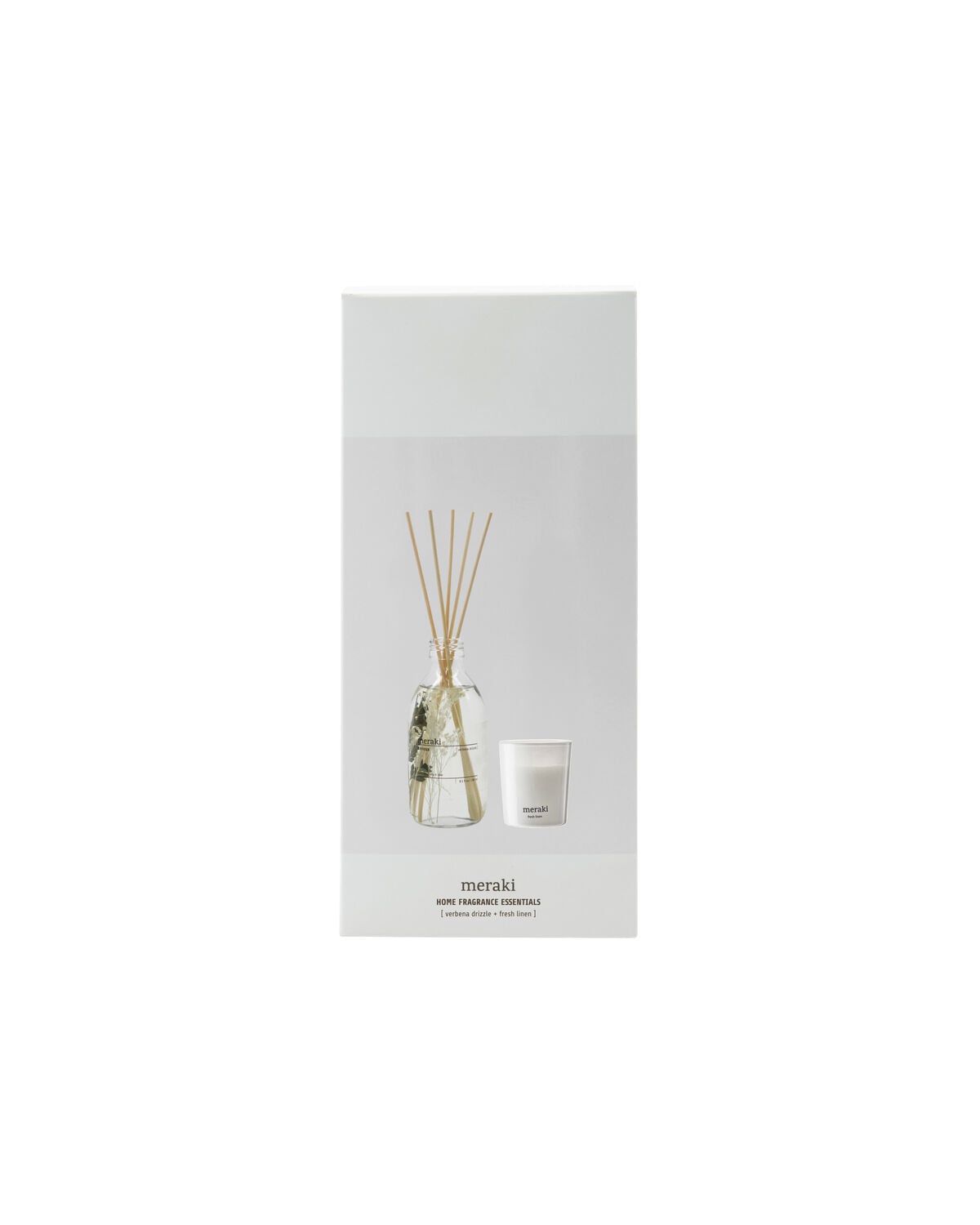Meraki - Gift Box - Verbena Drizzle Diffuser + Fresh Linen Scented Candle - 240 ml, 60 g