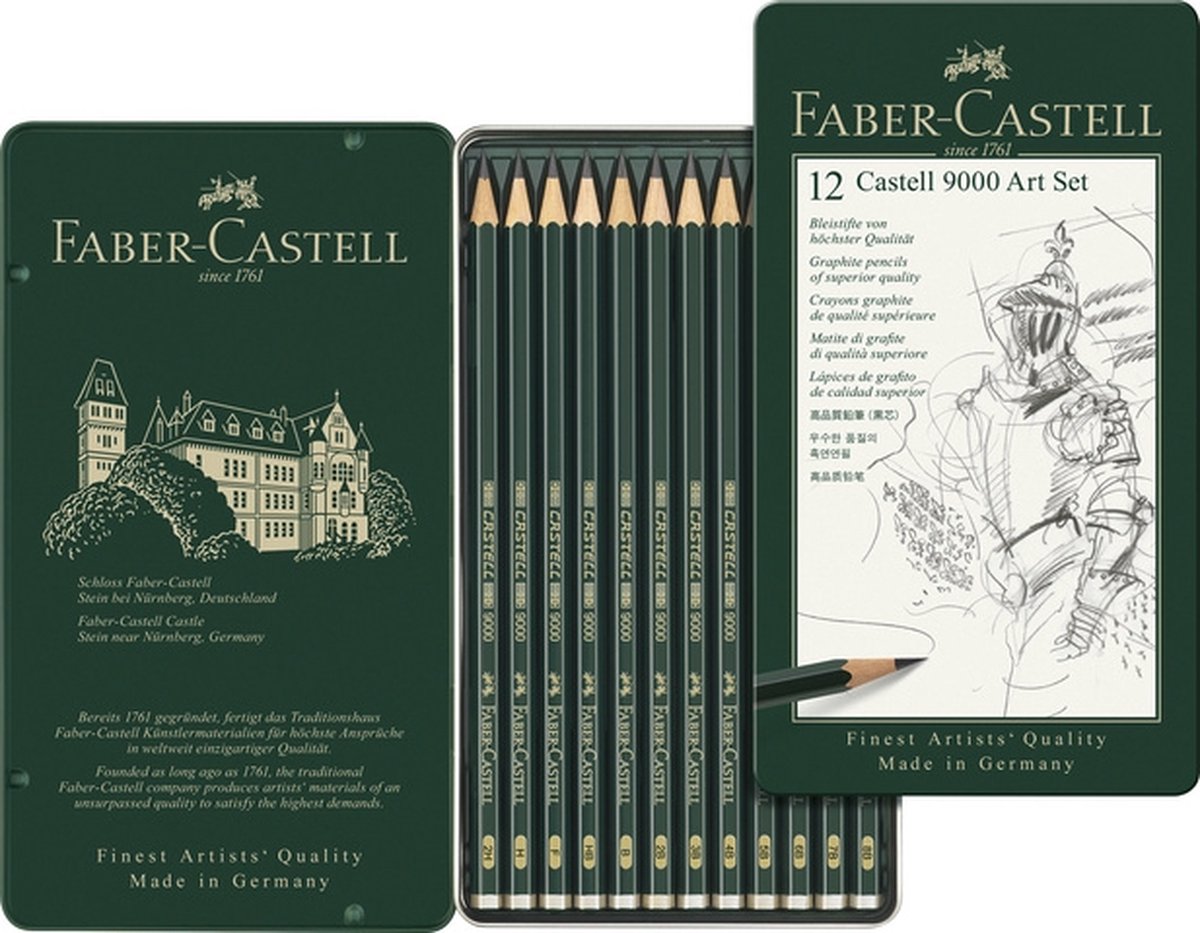 5 x Faber Castell Bleistift Castell 9000 Härtegrade sortiert 12 Stück