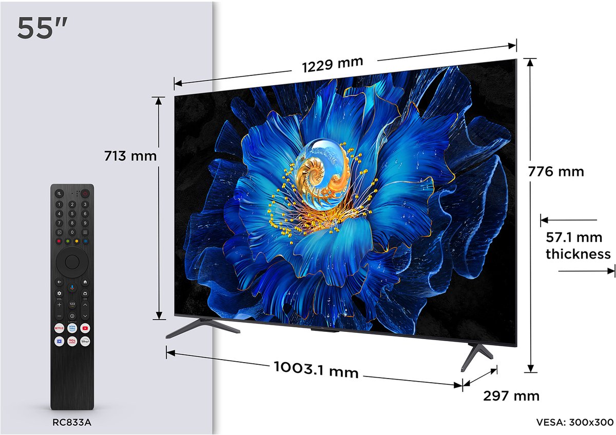 TCL 55" Fladskærms TV LED 4K 55C6KS C6KS Series - 55" LED-backlit LCD TV - QLED - 4K