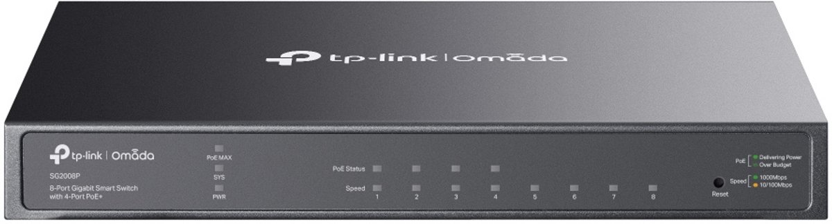 TP-Link TL-SG2008P JetStream 8-Port Gigabit Smart Switch with 4-Port PoE+ (62W)