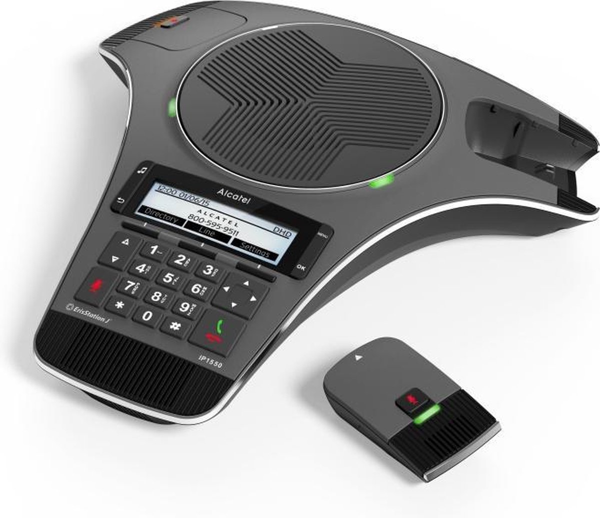 ALCATEL Conference IP1550 - Dispositivo SIP Audio - 2 Micrófonos DECT Desmontables- Bluetooth - Manos Libres Full-Duplex - 3 Cuentas SIP - Pantalla Retroiluminada - Agenda- PoE.