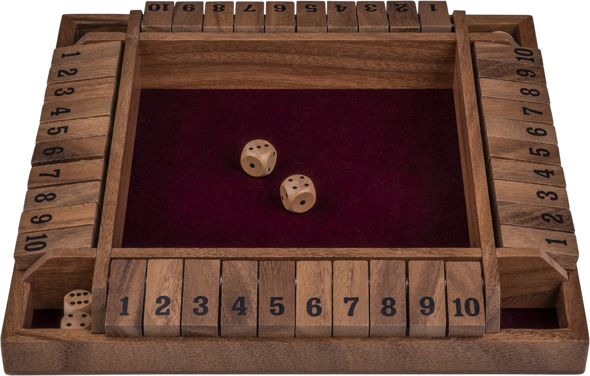 Holz-Brettspiel - ENGELHART - 300406 - 4-Spieler-Box - Integrierter Filz - 8 Holzwürfel