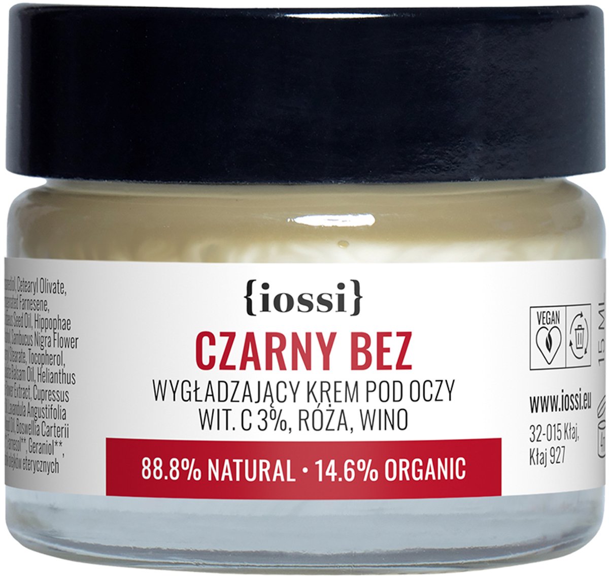 Glättende Augencreme mit 3% Vitamin C, Rose amp; Wein - 15ml