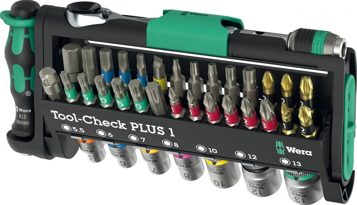 Wera Tool-Check PLUS 1 05049055001 Kit inserti 39 parti Taglio, Croce Phillips, Croce Pozidriv, Brugola interna, TORX interno, TORX BO