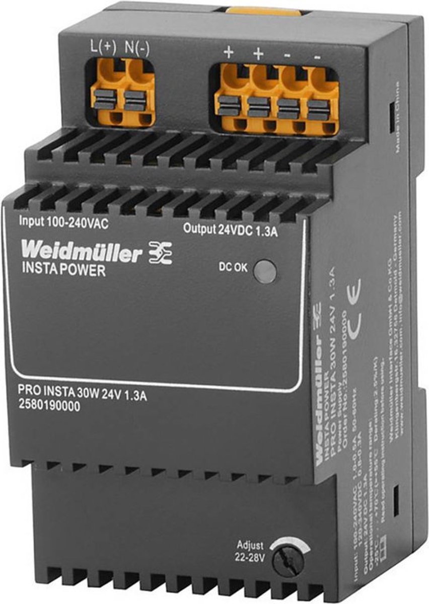 Weidmüller 2580190000 Alimentatore switching 24 V/DC 1.3 A 30 W Contenuto 1 pz.