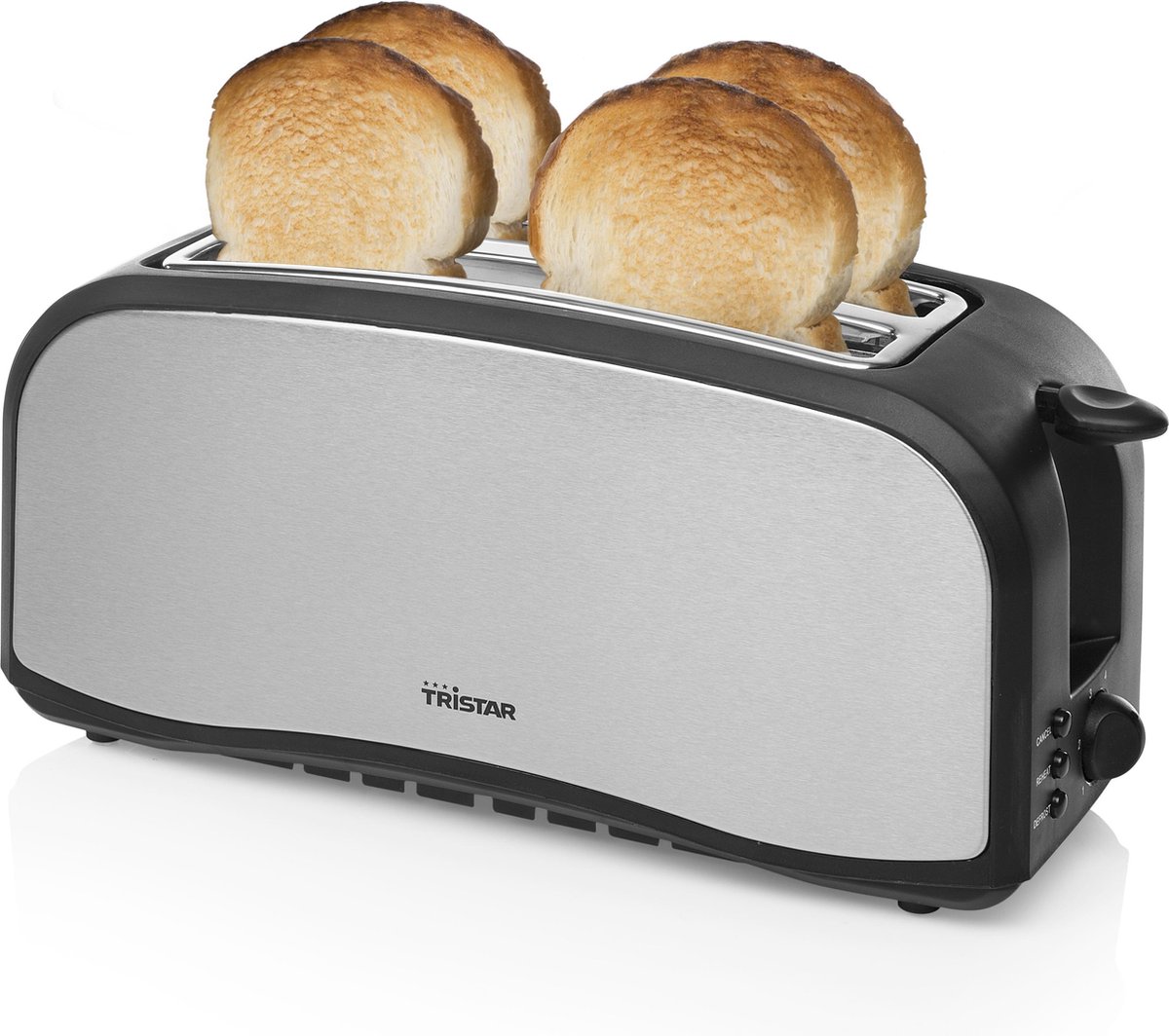 Tristar BR-1046 Tostapane lungo doppio Con griglia scaldabriosche Grigio, Nero